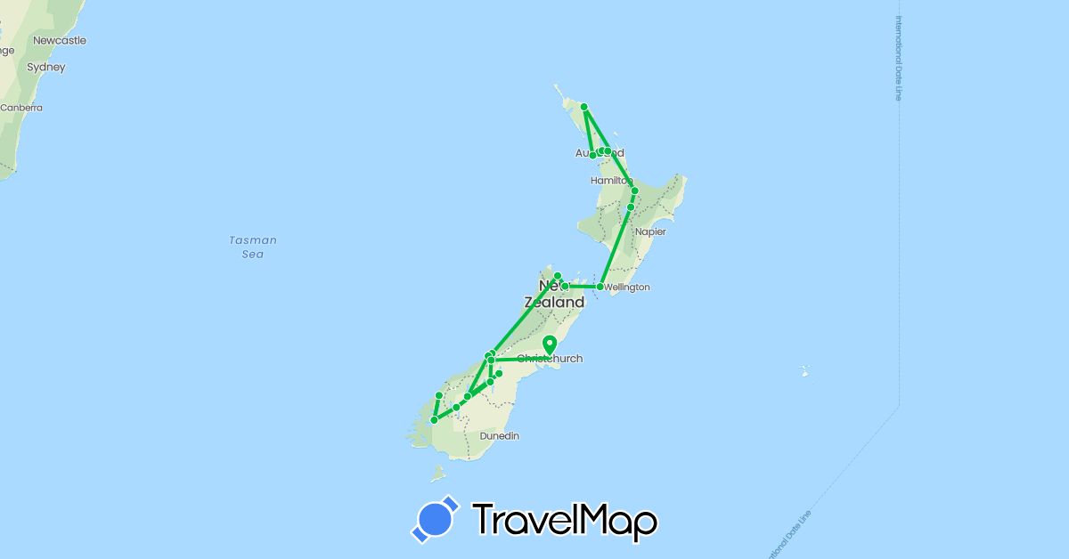TravelMap itinerary: bus in New Zealand (Oceania)
